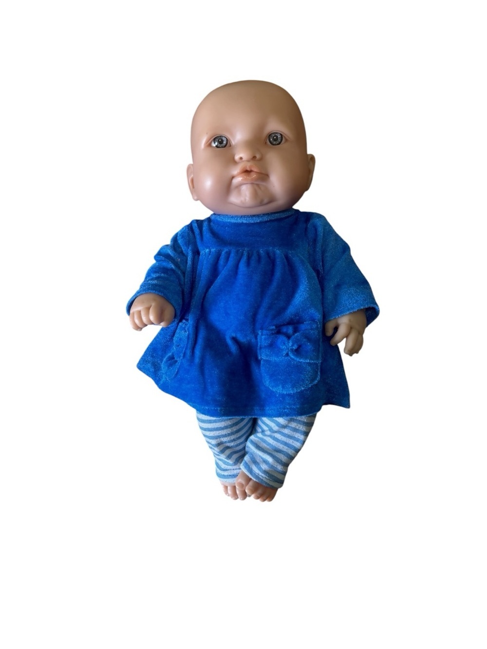 Vintage Berenguer Lifelike 13”Vinyl Baby Doll Blue Eyes Pouty Lips